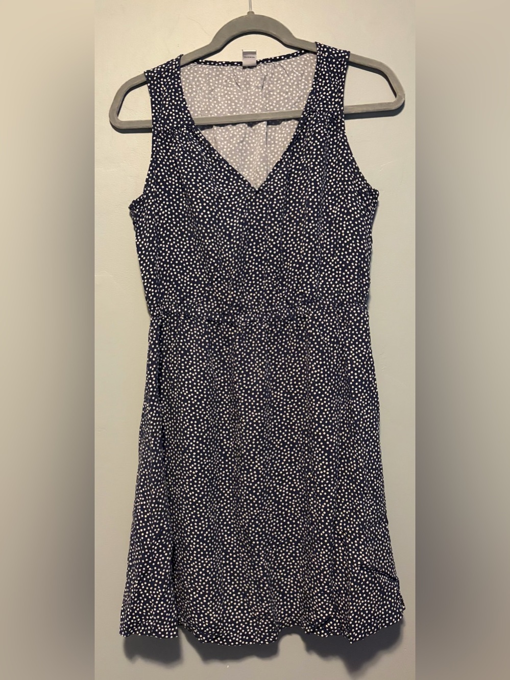 Old Navy Navy and White Polka Dot Midi Dress